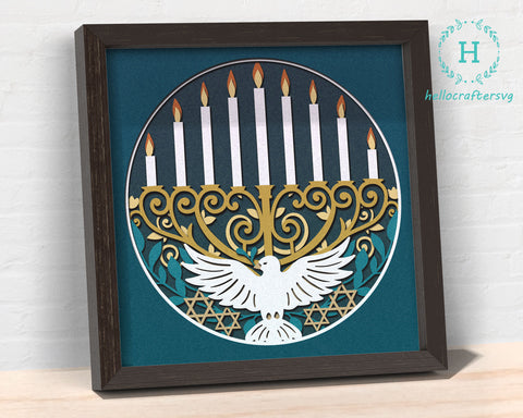 3d Hanukkah Svg, Hanukkah Shadow Box Svg - Cricut Files, Cardstock Svg, Silhouette Files - HelloCrafterSvg