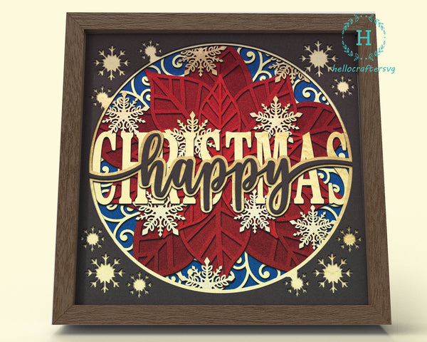 3D Happy Christmas Svg, CHRISTMAS Shadow Box Svg - Cricut Files, Cardstock Svg, Silhouette Files - HelloCrafterSvg-11