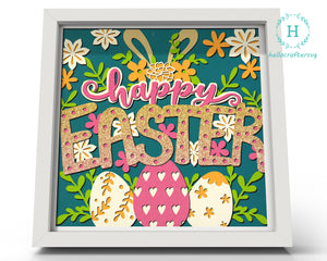3D HELLO EASTER Svg, Easter Spring Shadow Box Svg
