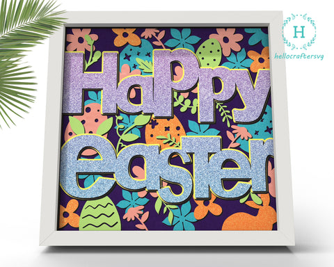 3D HAPPY EASTER 2 Svg, Easter Spring Shadow Box Svg
