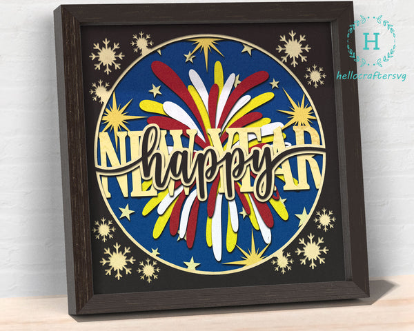 3d Happy New Year Svg, NEW YEAR 2023 Shadow Box Svg - Cricut Files, Cardstock Svg, Silhouette Files - HelloCrafterSvg-445