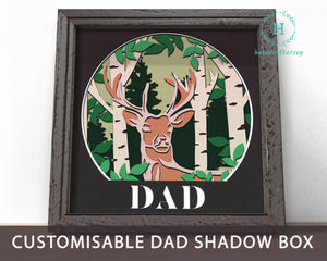 3d Hunting Dad Svg, Customisable FATHER'S DAY Shadow Box Svg 