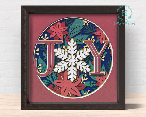 3D JOY SVG, Christmas Shadow Box Svg, Cricut Files, Cardstock Svg, Silhouette Files - HelloCrafterSvg.