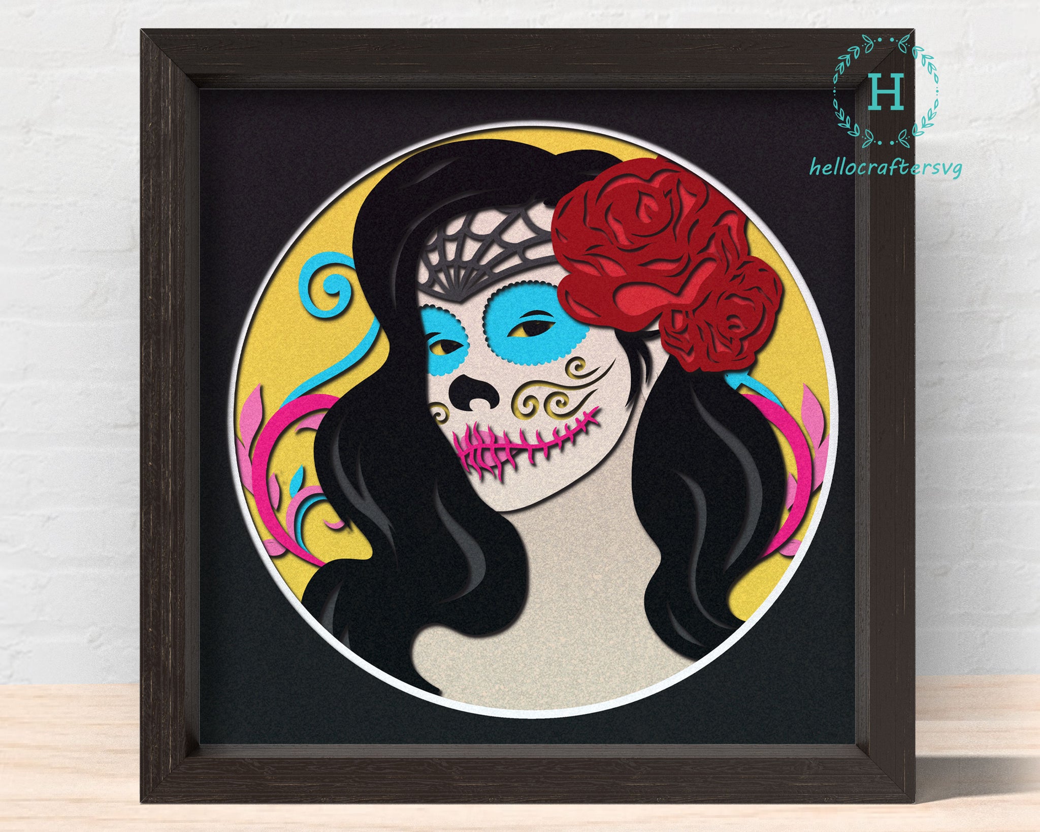 3D LADY SKULL svg, Day of the Dead shadow box svg, Dia De Los Muertos - for cricut & silhouette - HelloCrafterSvg