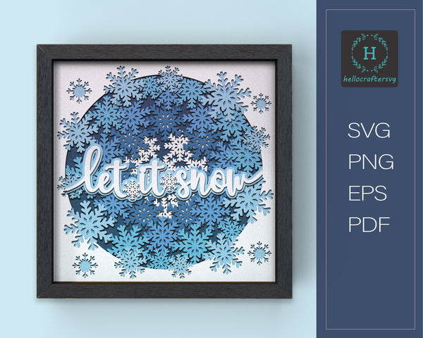 3D Let it Snow Svg, CHRISTMAS Shadow Box Svg