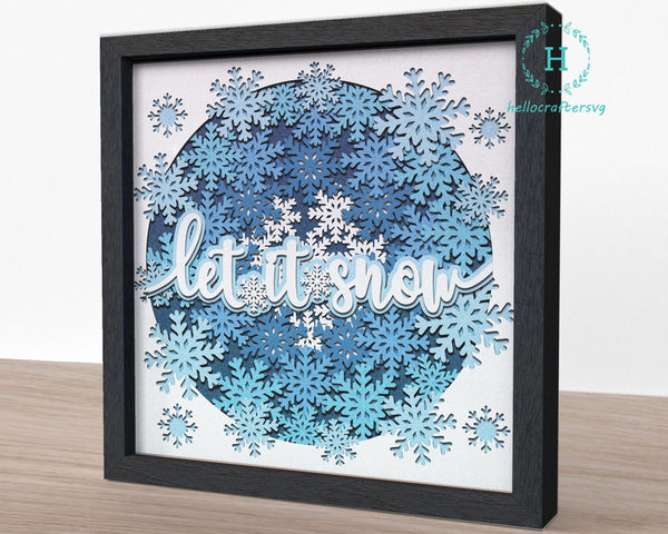 3D Let it Snow Svg, CHRISTMAS Shadow Box Svg