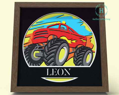 3d MONSTER TRUCK, MONSTER Truck Shadow Box Svg - Cricut Files, Cardstock Svg, Silhouette File - HelloCrafterSvg