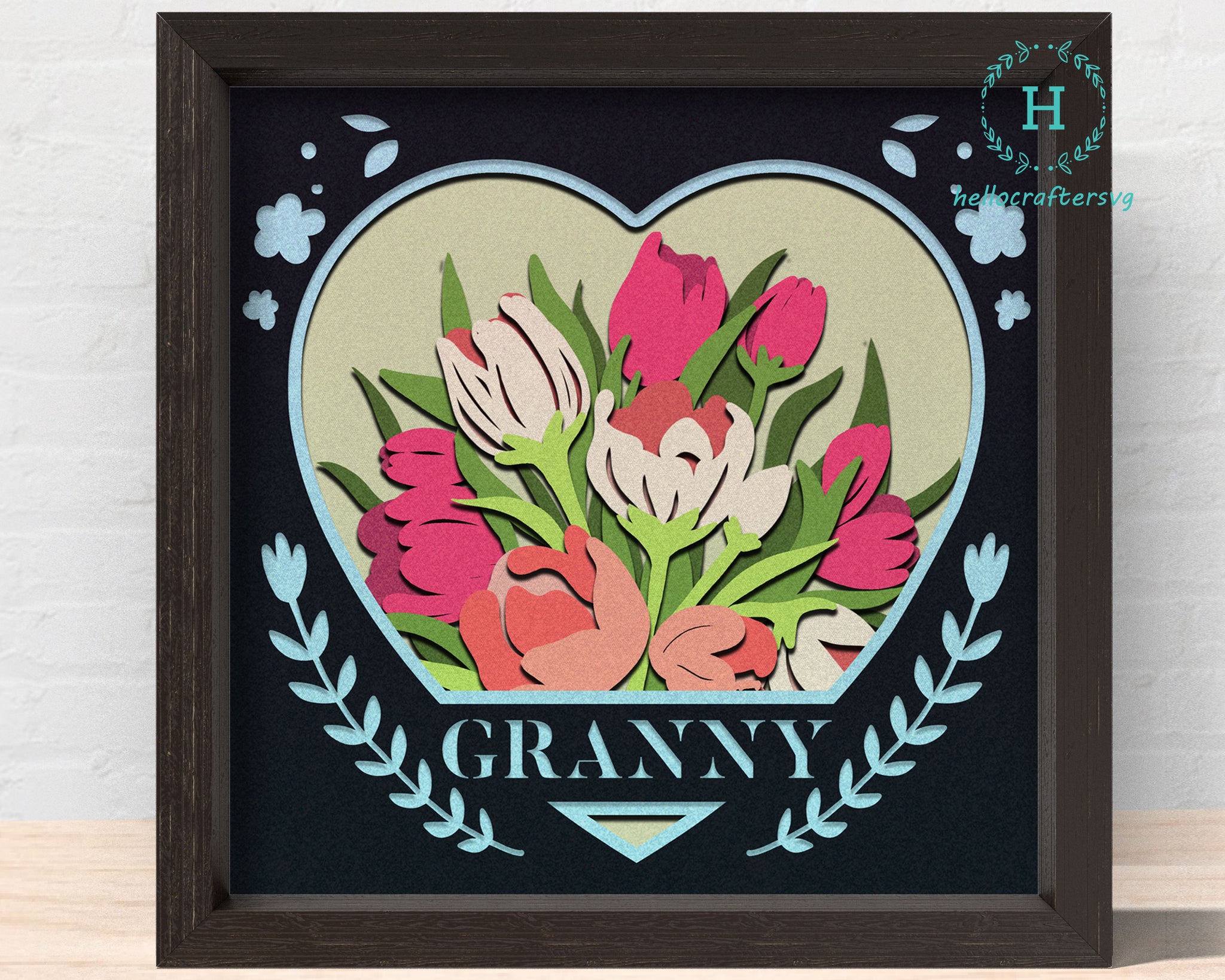 3D Customisable Mom Svg, Mother's Day Tulip Shadow Box Svg - Cricut Files, Cardstock Svg, Silhouette Files - HelloCrafterSvg