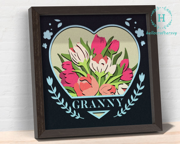 3D Customisable Mom Svg, Mother's Day Tulip Shadow Box Svg - Cricut Files, Cardstock Svg, Silhouette Files - HelloCrafterSvg-22