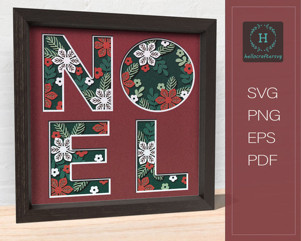 3D NOEL SVG, Christmas Shadow Box Svg, Cricut Files, Cardstock Svg, Silhouette Files - HelloCrafterSvg-443