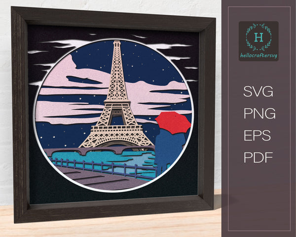3d Paris Svg, PARIS Shadow Box Svg - Cricut Files, Cardstock Svg, Silhouette Files - HelloCrafterSvg-23