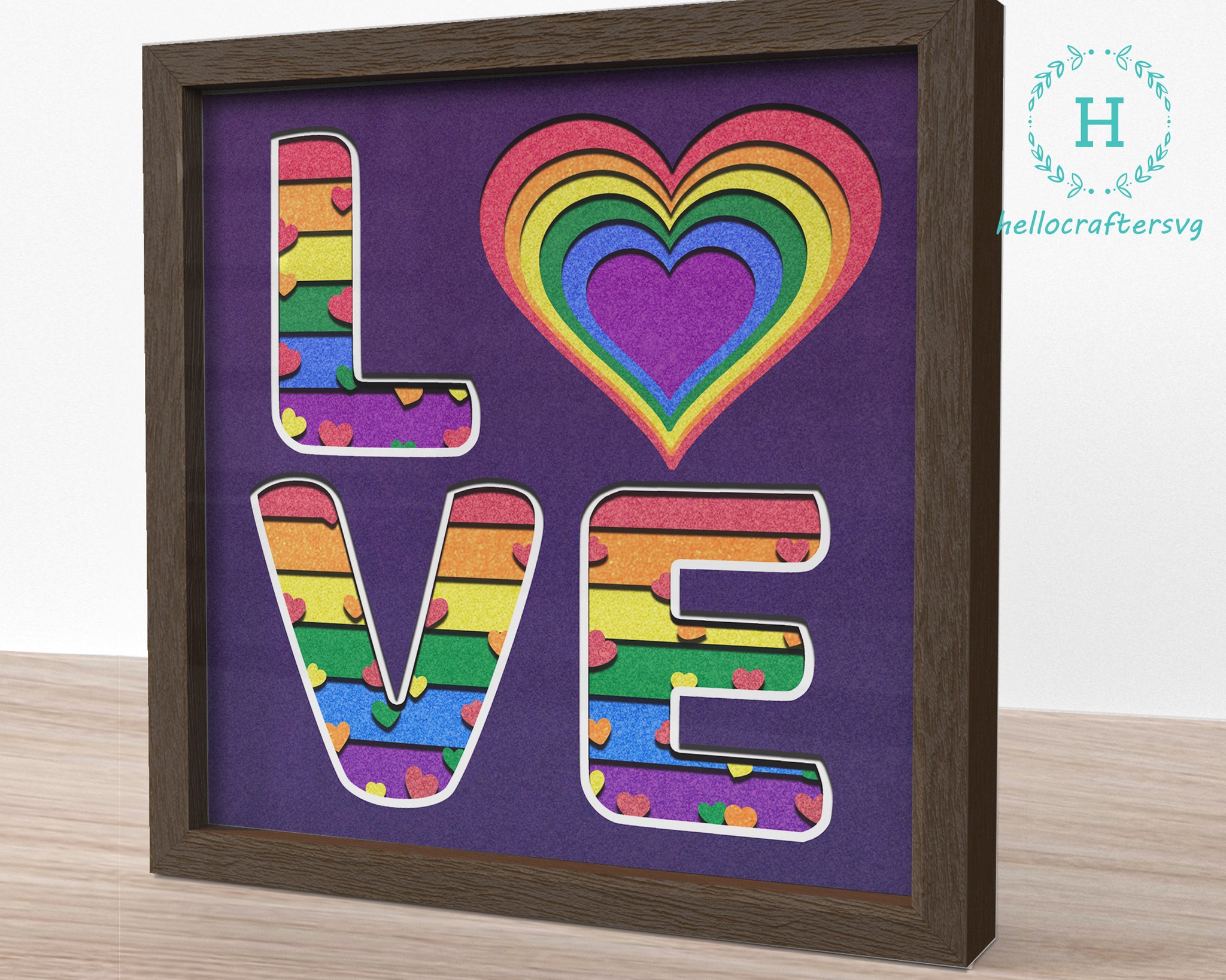 3D Pride Rainbow Love Svg, 3D VALENTINE LGBTQ Svg, Shadow Box Svg - HelloCrafterSvg.