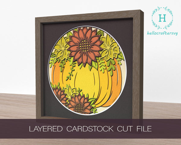 3d Pumpkin Sunflower Svg, FALL Shadow Box Svg - Cricut Files, Cardstock Svg-33