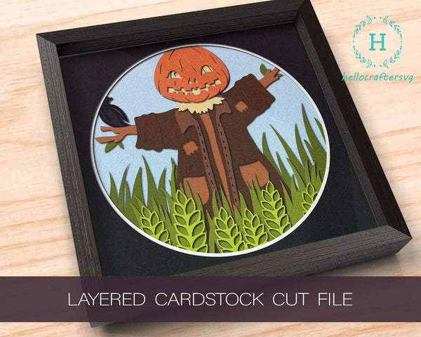 3D SCARECROW SVG, HALLOWEEN Shadow Box Svg, Cricut Files, Cardstock Svg, Silhouette Files - HelloCrafterSvg.-ge