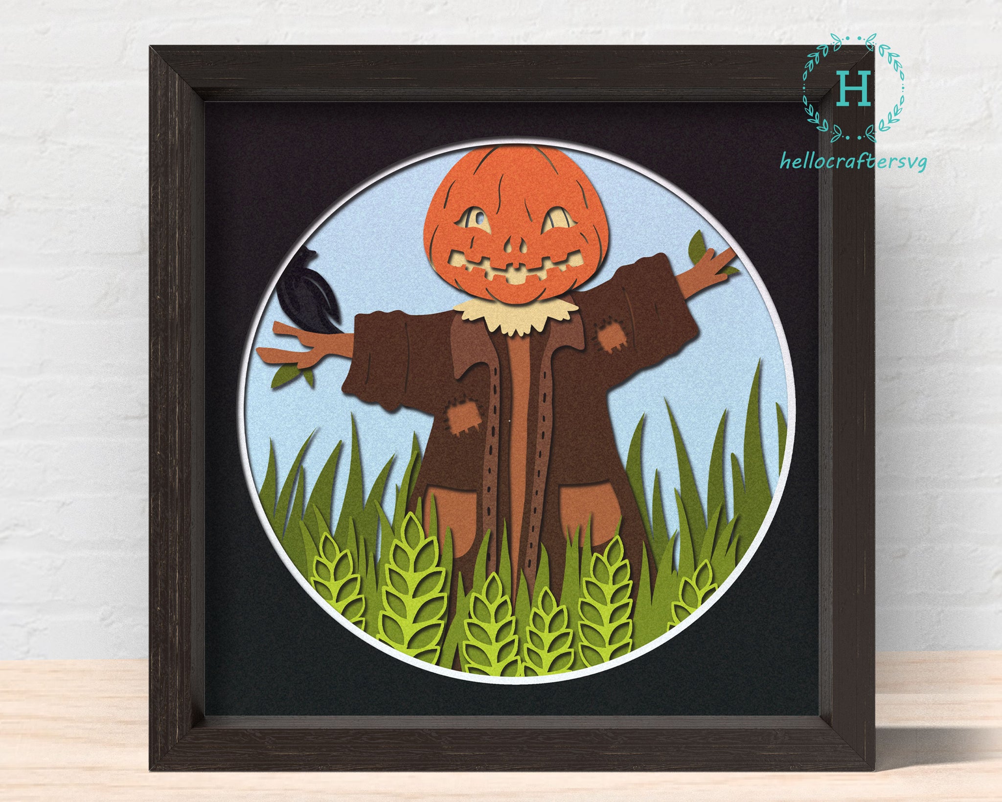 3D SCARECROW SVG, HALLOWEEN Shadow Box Svg, Cricut Files, Cardstock Svg, Silhouette Files - HelloCrafterSvg.