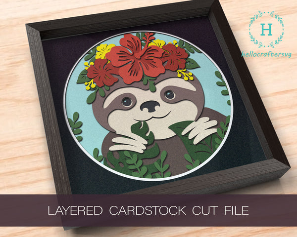 3d SLOTH Svg, SLOTH Shadow Box Svg - Cricut Files, Cardstock Svg, Silhouette Files - HelloCrafterSvg-45
