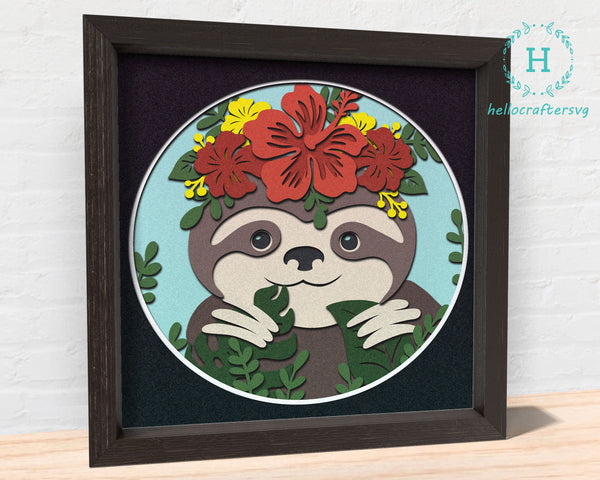 3d SLOTH Svg, SLOTH Shadow Box Svg - Cricut Files, Cardstock Svg, Silhouette Files - HelloCrafterSvg-786