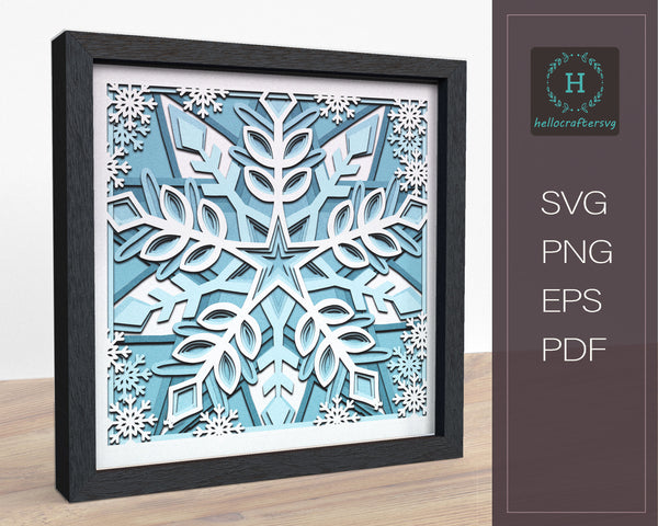 3d SNOWFLAKE Svg, Snowflake Shadow Box Svg - Cricut Files, Cardstock Svg, Silhouette Files - HelloCrafterSvg-33