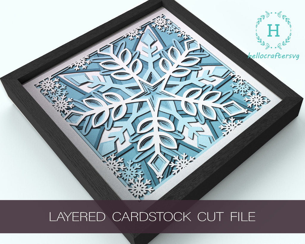 3d SNOWFLAKE Svg, Snowflake Shadow Box Svg - hellocraftersvg