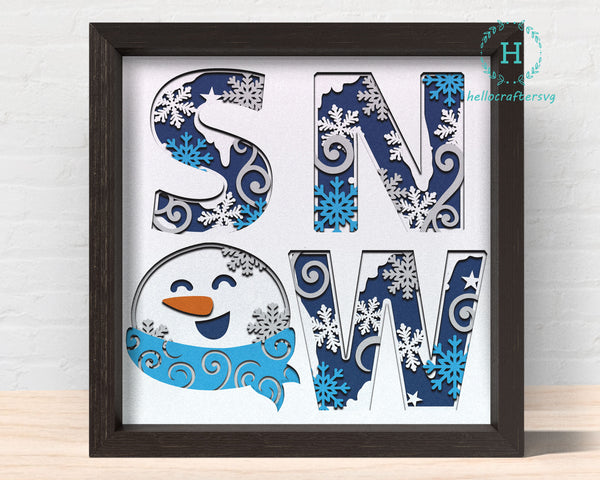 3d SNOW Svg, SNOW Shadow Box Svg - Cricut Files, Cardstock Svg, Silhouette Files - HelloCrafterSvg
