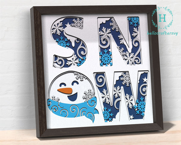 3d SNOW Svg, SNOW Shadow Box Svg - Cricut Files, Cardstock Svg, Silhouette Files - HelloCrafterSvg. -44