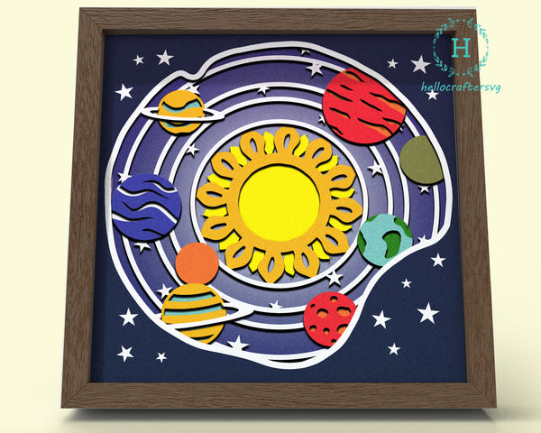 3d SOLAR SYSTEM, Solar System Shadow Box Svg - Cricut Files, Cardstock Svg, Silhouette File - HelloCrafterSvg