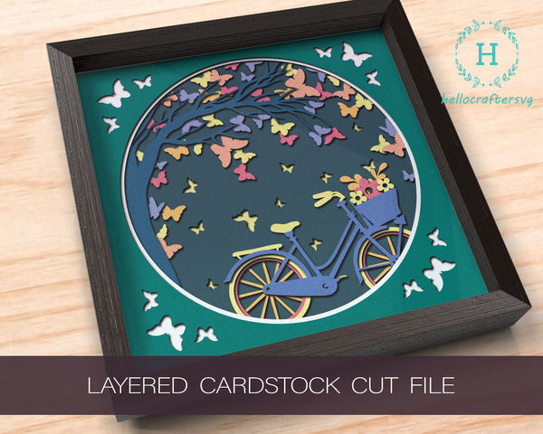 3D SPRING CYCLE Svg, FLORAL Butterfly Cycle Shadow Box Svg - Cricut Files, Cardstock Svg, Silhouette Files - HelloCrafterSvg-gsh