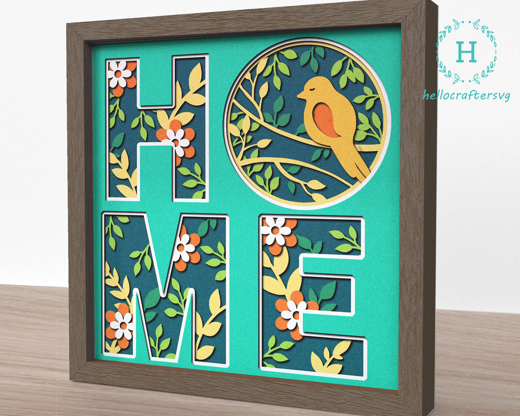 Spring House Svg 3D SPRING HOME Svg, SPRING Home Shadow Box Svg - hellocraftersvg