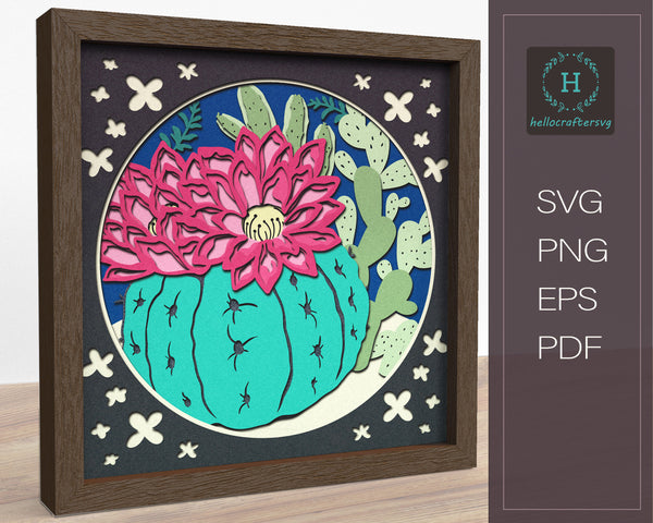 3D SUCCULENT Svg, SUCCULENT Cycle Shadow Box Svg - Cricut Files, Cardstock Svg, Silhouette Files - HelloCrafterSvg-22