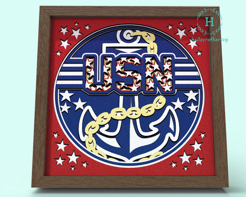 3D USN Svg, USN Shadow Box Svg - Cricut Files, Cardstock Svg, Silhouette Files - HelloCrafterSvg