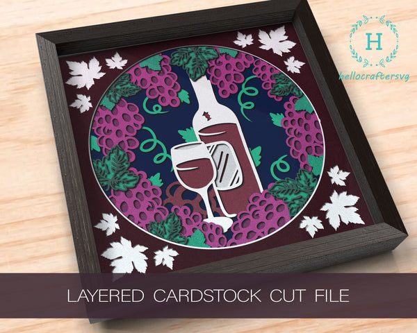 3d WINE Svg, WINE Shadow Box Svg - Cricut Files, Cardstock Svg, Silhouette Files - HelloCrafterSvg-33