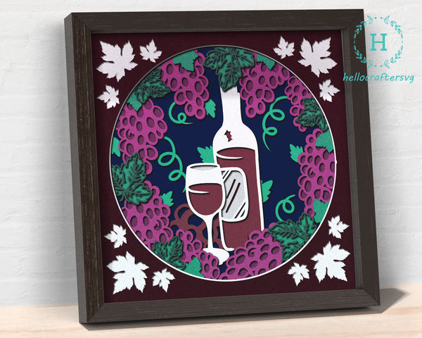 3d WINE Svg, WINE Shadow Box Svg - Cricut Files, Cardstock Svg, Silhouette Files - HelloCrafterSvg-44